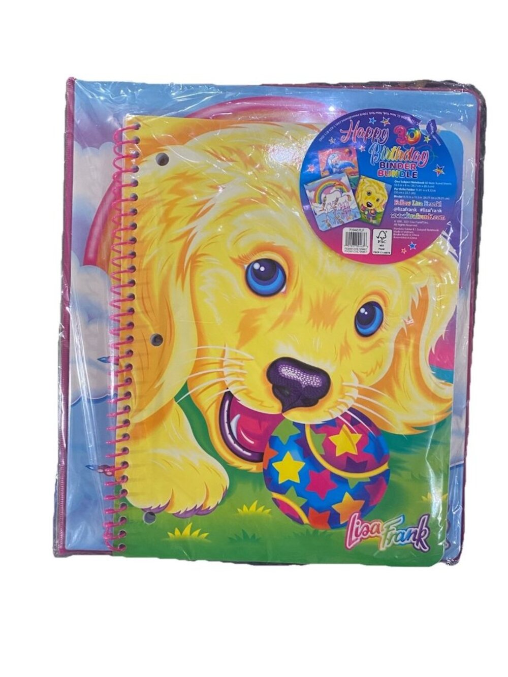 Lisa Frank Happy 30th Birthday Binder Bundle Markie Notebook Folder 3 Piece New
